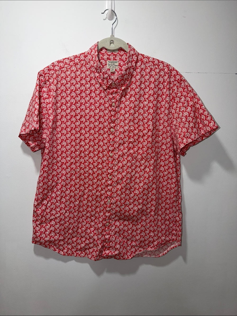 J Crew Mens Slim Fit SS Button Up Shirt‎ XL Beach Print Nautical Coastal Preppy